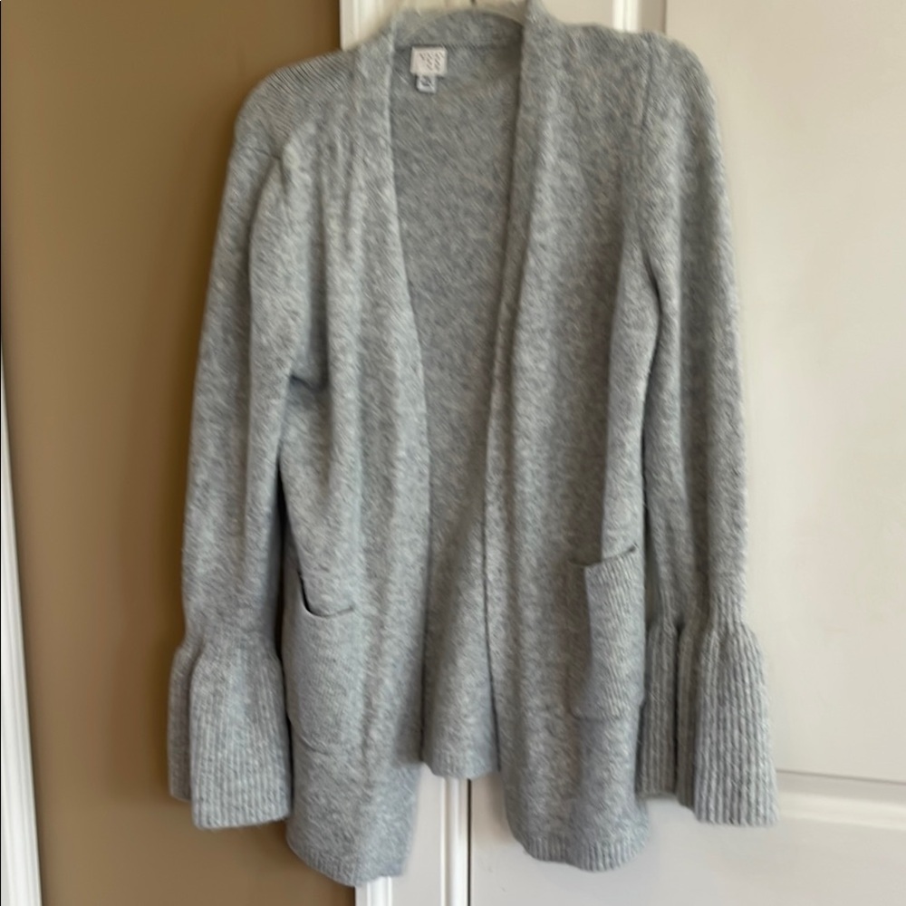 Women's Gray Open-Front Sweater